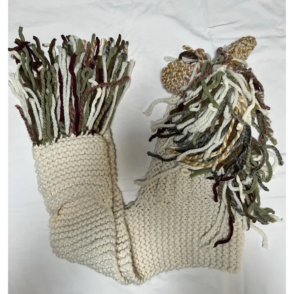 Hand Crocheted Beanie With Hand Warmers, Cute Ears And Unicorn Horn Gift